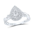 10kt White Gold Pear Diamond Halo Engagement Ring 1 Cttw Z6014