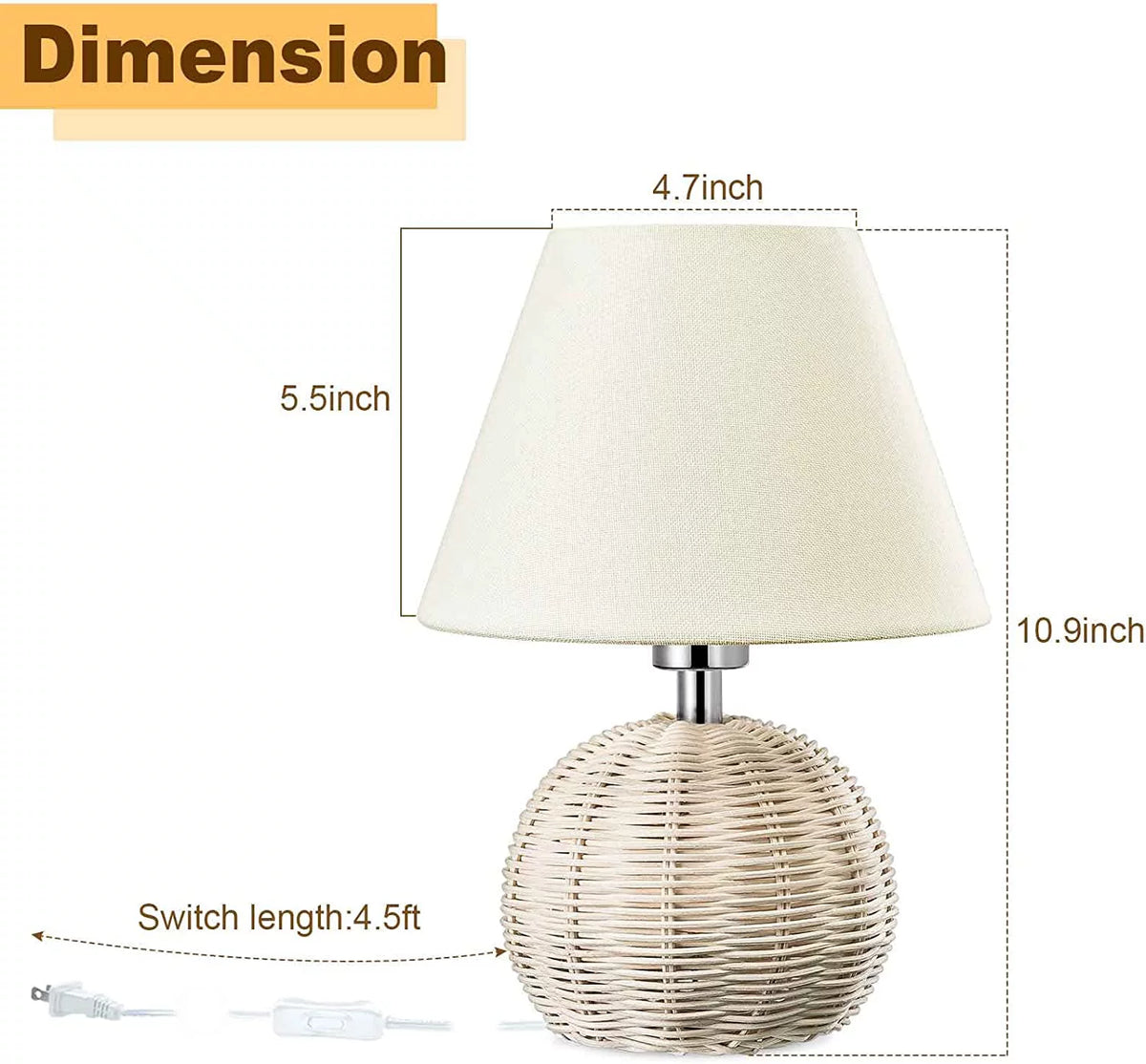 Woven Rattan Table Lamp with Drum Shade I503