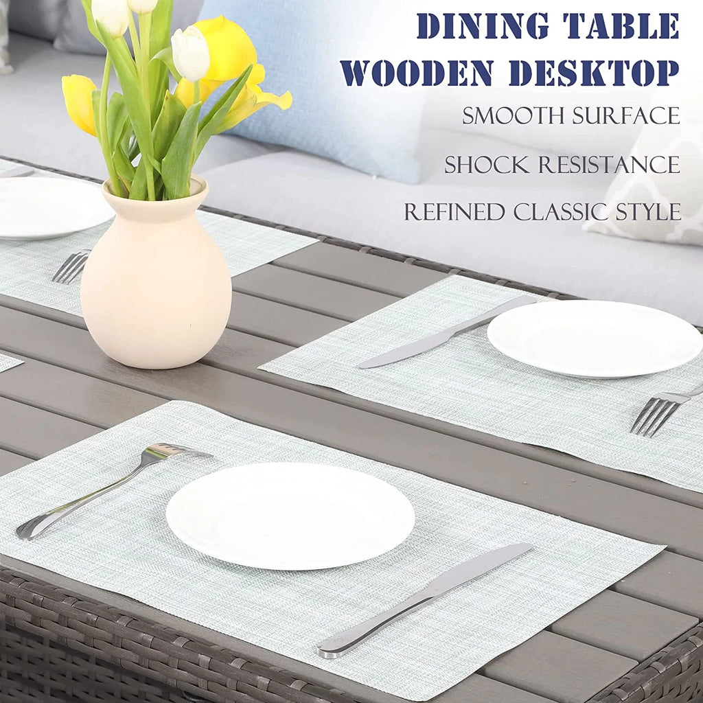 7 Piece Outdoor Dining Sectional Sofa with Dining Table and Chair D49126
