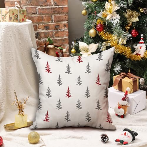 Christmas Tree White 18x18 inch Set of 2 Throw Pillow Covers I2943
