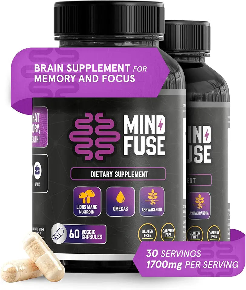 Lion's Mane Capsules with Omega-3, Ashwagandha & L-Theanine 120 Capsules S279956