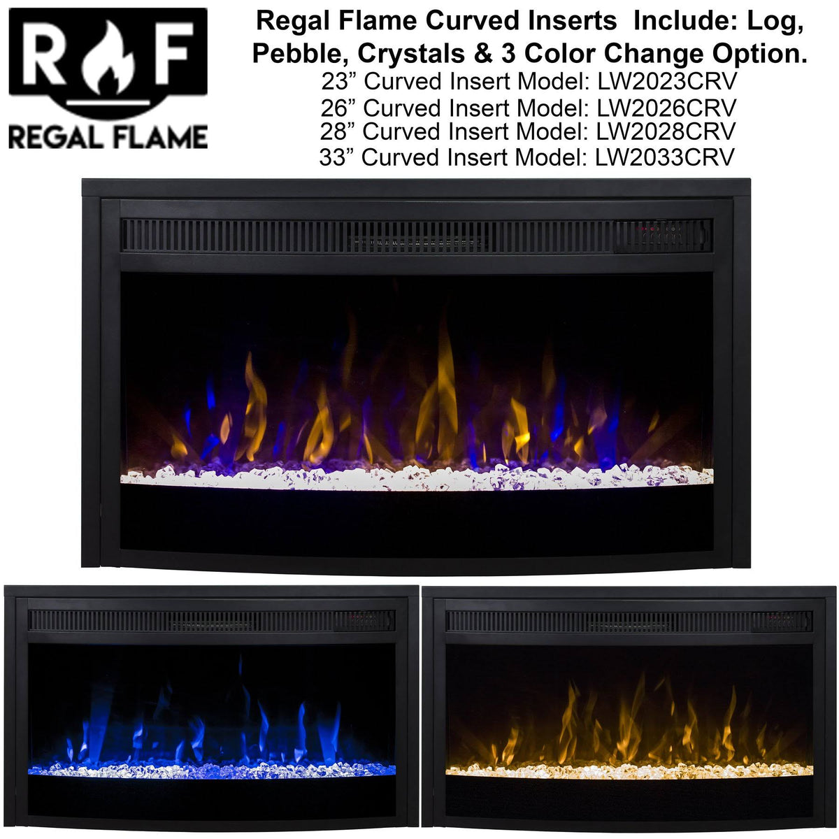 Curved Ventless Electric Fireplace Insert O13426