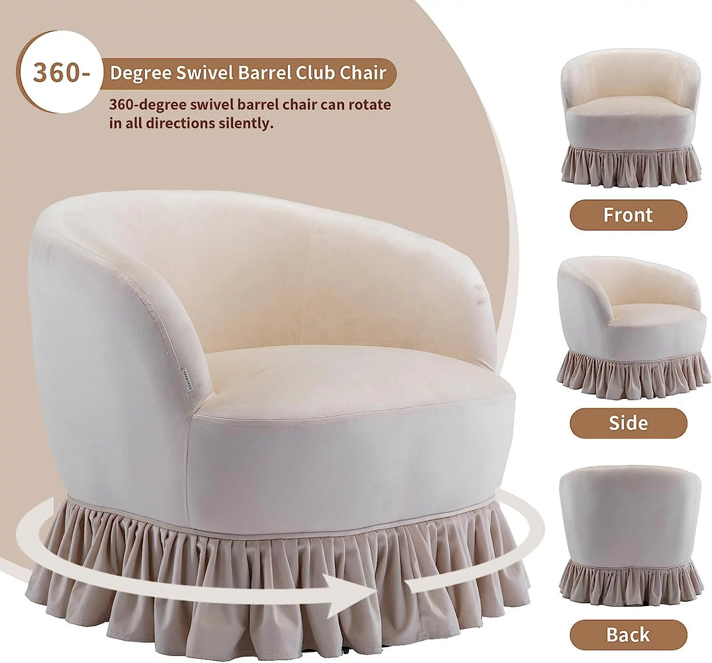 Red Velvet Swivel Barrel Chair V89425
