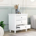 White 3-Drawer Wood Nightstand G657118