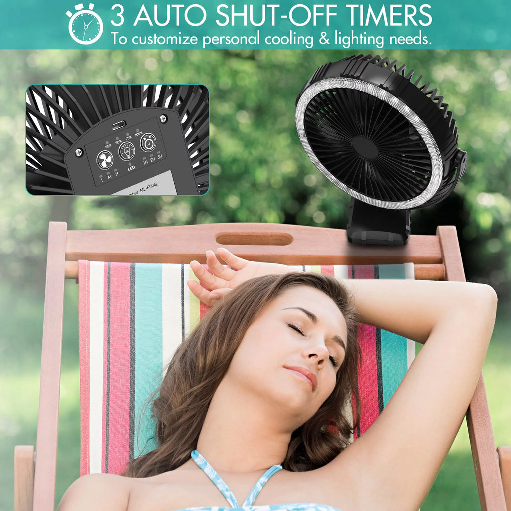 Rechargeable Clip-On Fan with LED Lights D5804