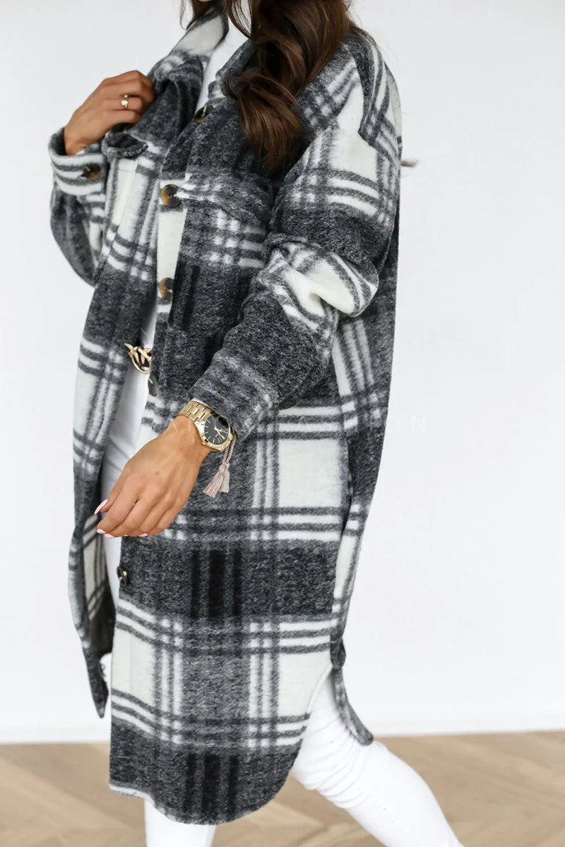 Plaid Patchwork Turndown Collar Outerwear O9088