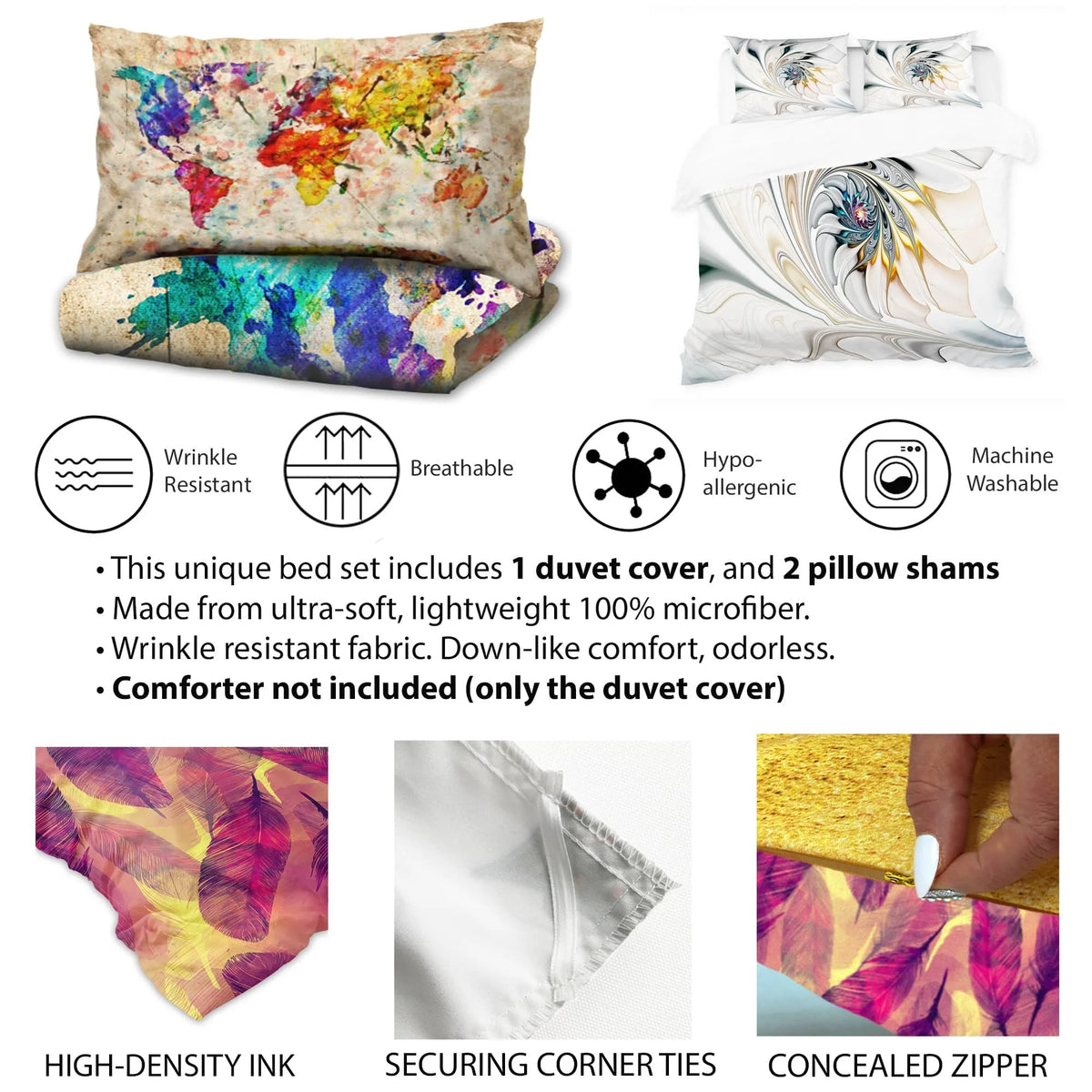 Floral Bedding Set With 2 Shams D4504