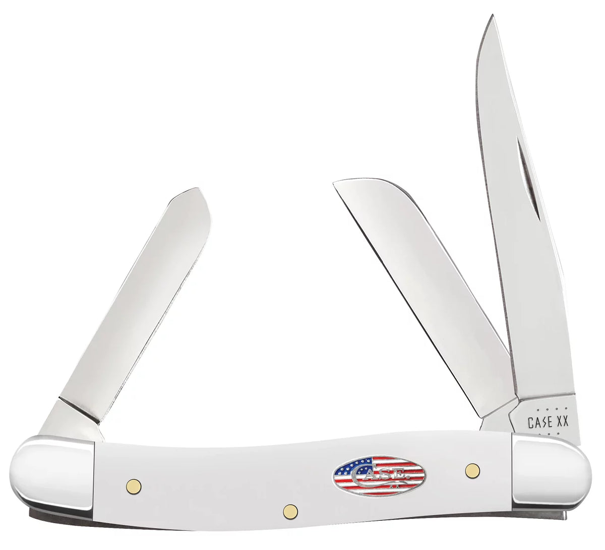 White Synthetic Medium Stockman Stainless Pocket Knife G17920