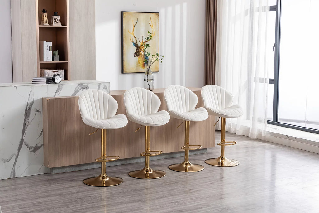 Velvet Upholstered Swivel Bar Stools Set of 2 P969