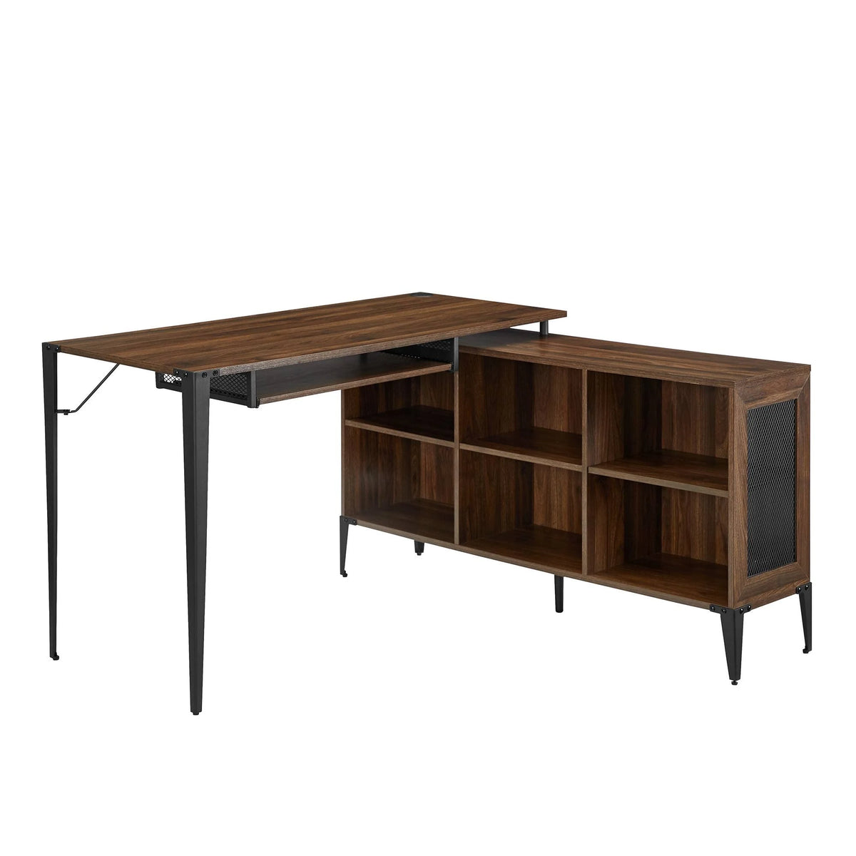52x22 L-Shaped Computer Desk with Storage Dark Walnut M642220