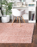 Rose Pink Solid Square Shag Area Rug V20472
