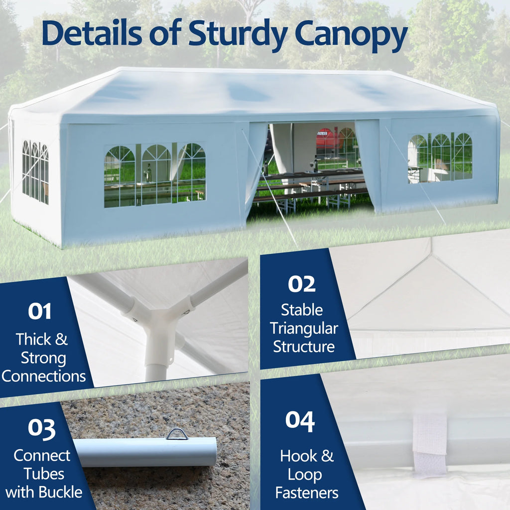 10x30' Outdoor Canopy Tent with 8 Removable Sidewalls E156