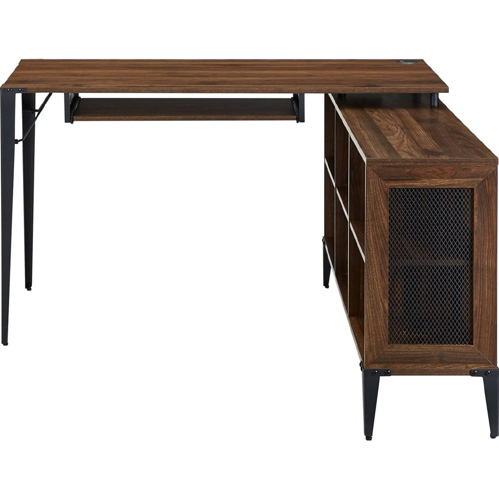 52x22 L-Shaped Computer Desk with Storage Dark Walnut M642220