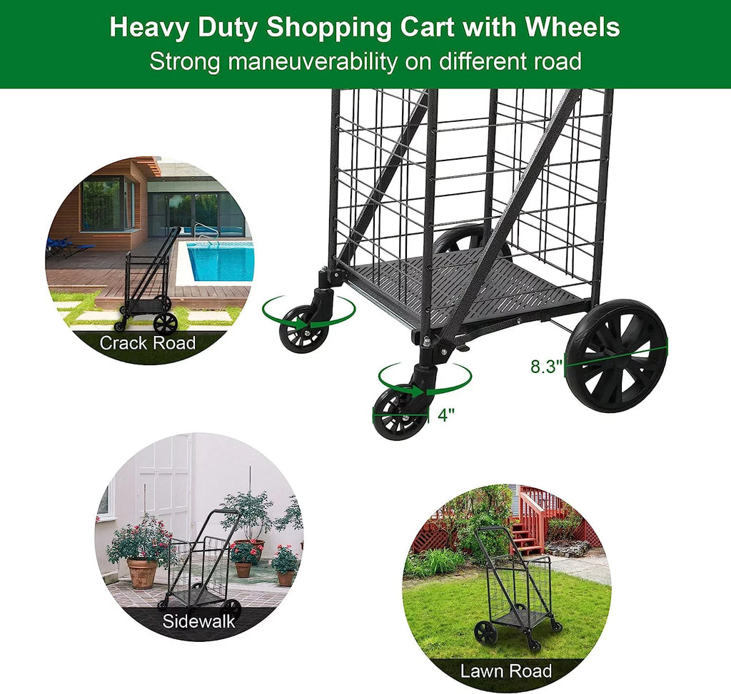 Folding Utility Cart with Swivel Wheels, 77lb Capacity T2954