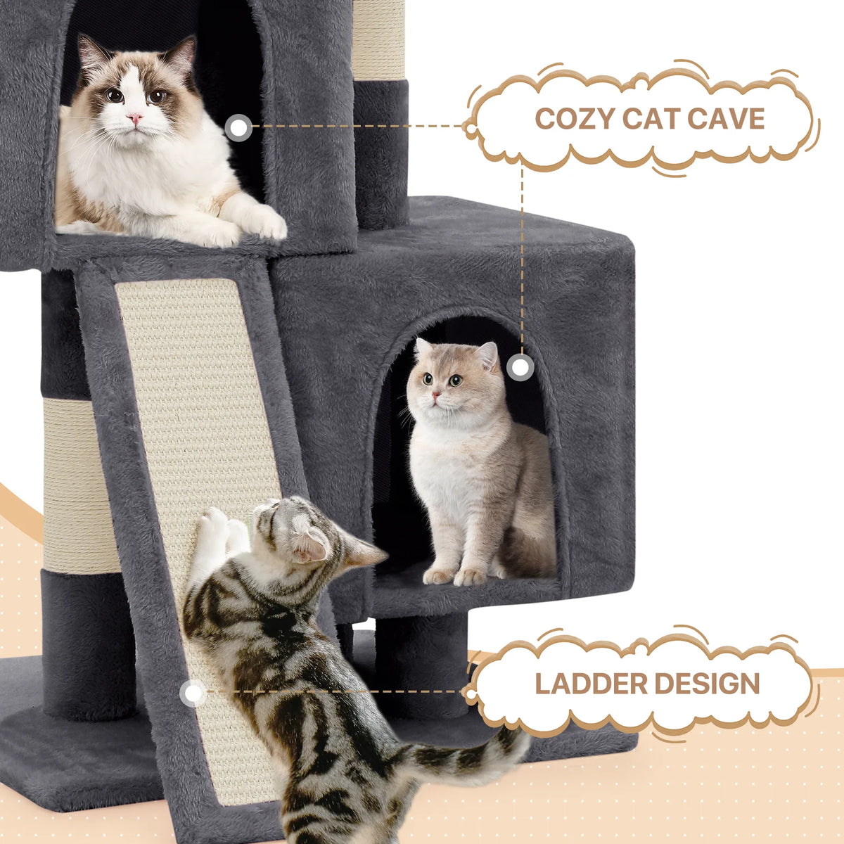34-in Double Level Plush Cat Tree & Condo J26416