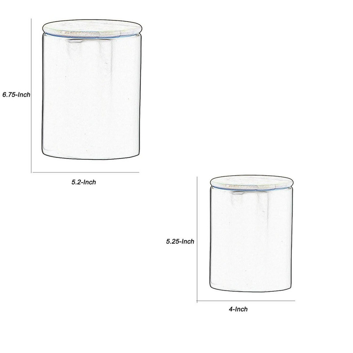 Dual Tone Round Ceramic Canister with Wooden Lid, Set of 2 M636821