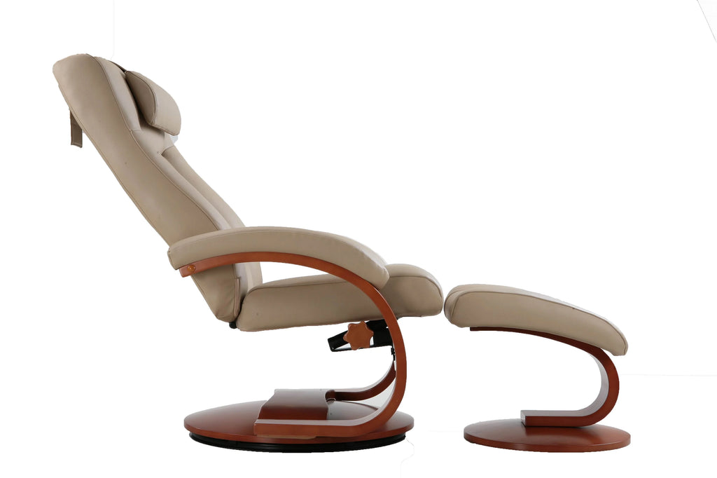 Recliner and Ottoman with Pillow in Cobblestone Top Grain Leather S343
