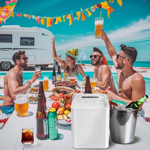 Portable Self-Cleaning Countertop Ice Maker with Scoop and Basket, Coal Black R292918