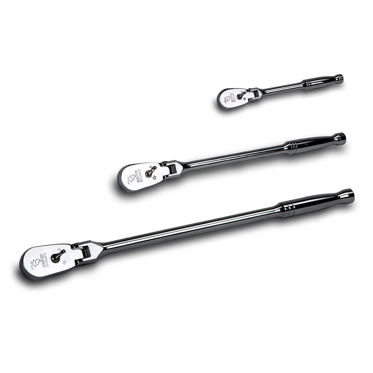 Low Profile Flex-Head Ratchets Set, 1/4 in, 3/8 in. and 1/2 in. Drive, 72-Tooth V637278