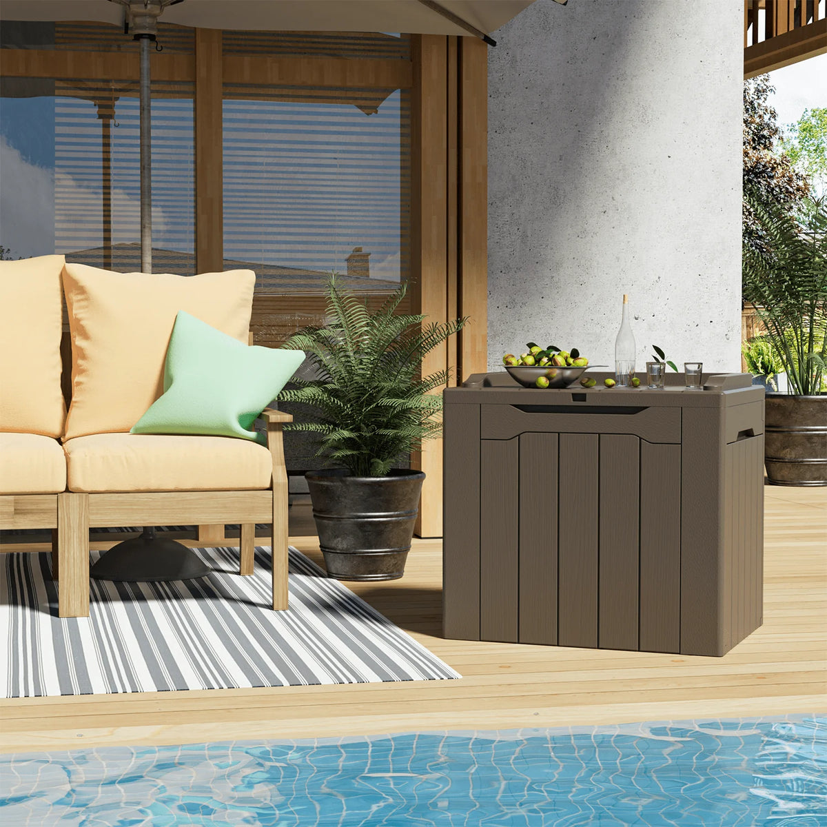 Black 32 Gallon Outdoor Resin Deck Box W9222