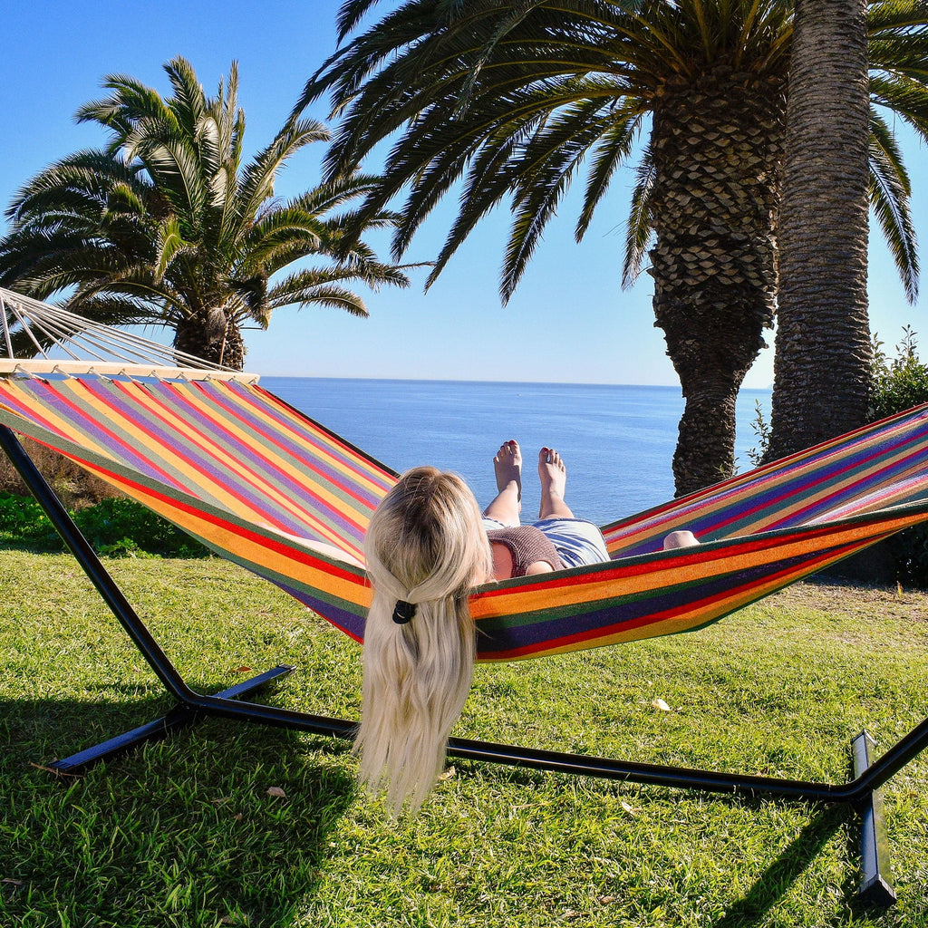 Cotton Hammock for 2 Persons 5ft Wide 420 lbs Capacity Q9182
