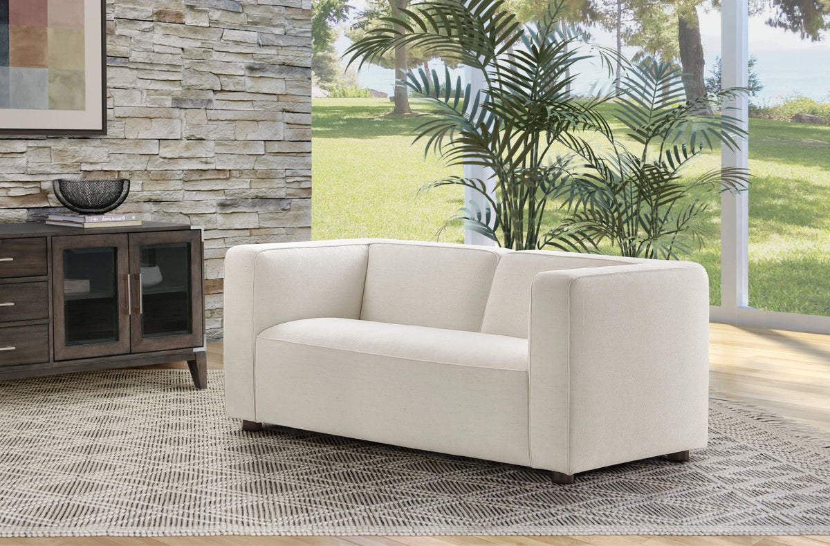 Cream Stain-Resistant Fabric Loveseat F588920