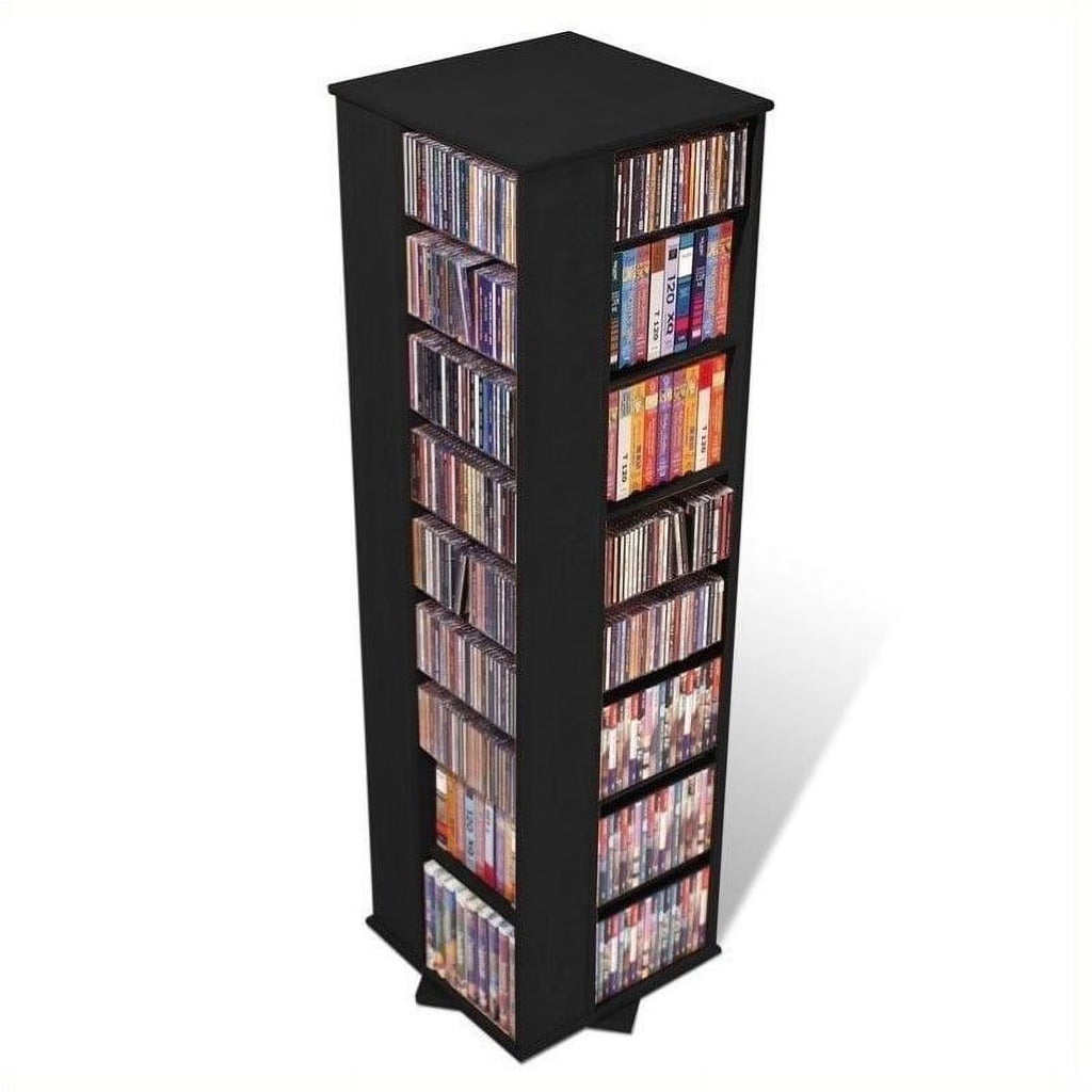 Black 4 Sided CD DVD Spinning Media Storage Tower M97865
