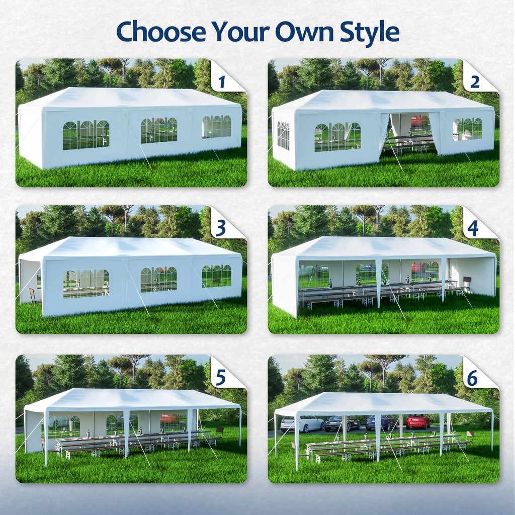 10x30' Outdoor Canopy Tent with 8 Removable Sidewalls E156