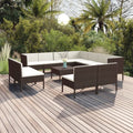 12 Piece Brown Poly Rattan Sectional Outdoor Furniture Set Z5140