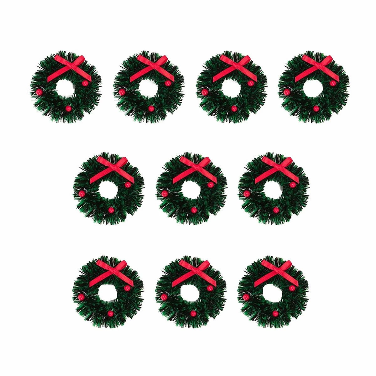 10pcs Mini Wreaths Green Dollhouse Decorations N8513