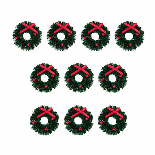 10pcs Mini Wreaths Green Dollhouse Decorations N8513