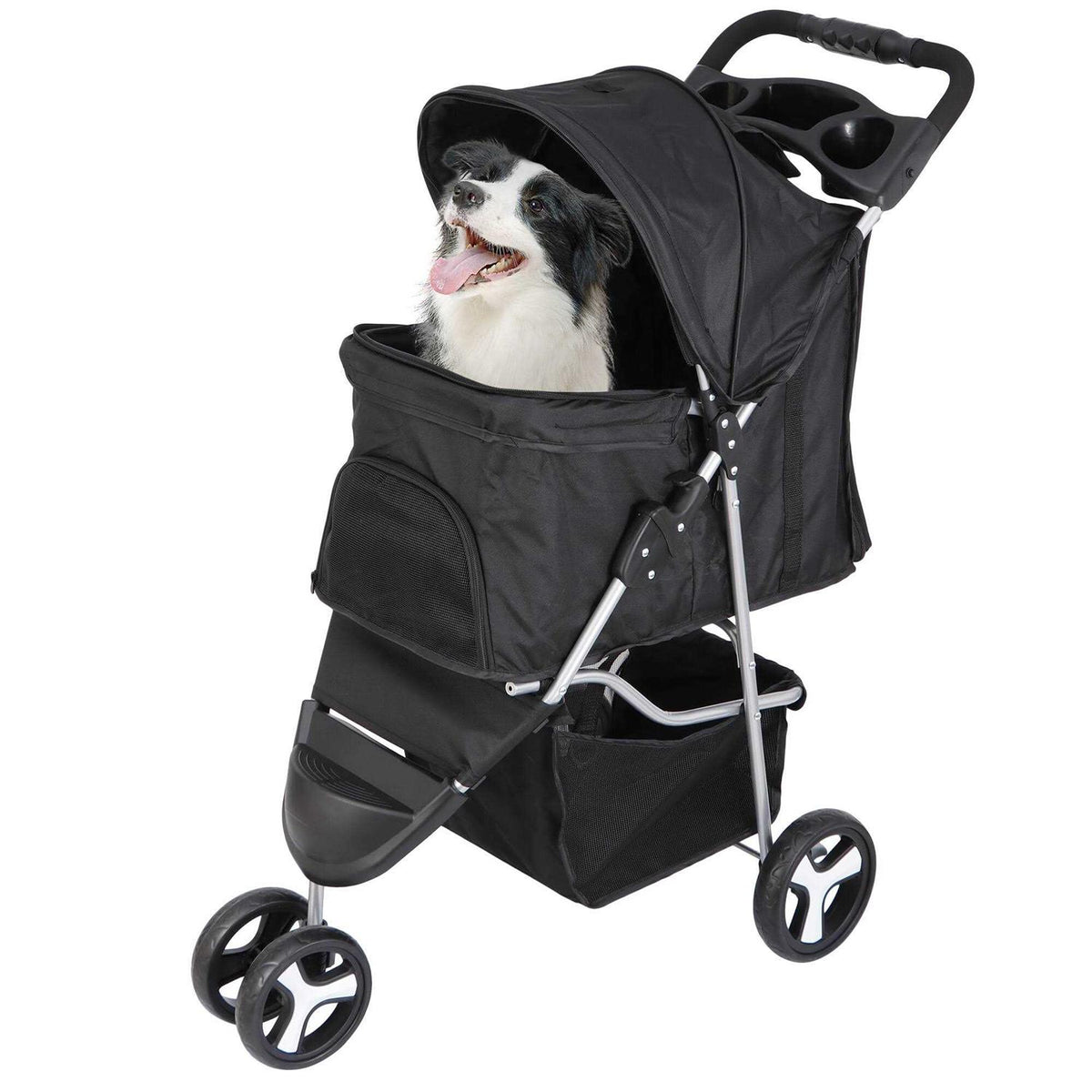 3 Wheel Foldable Pet Stroller with Storage Basket M387