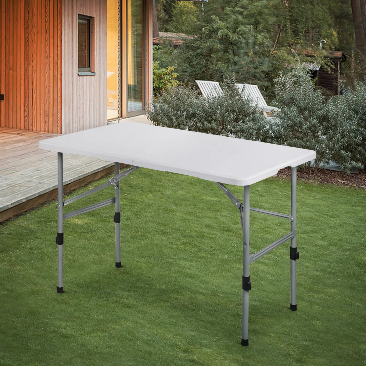 5 Pack 4Ft White Folding Card Table R609701