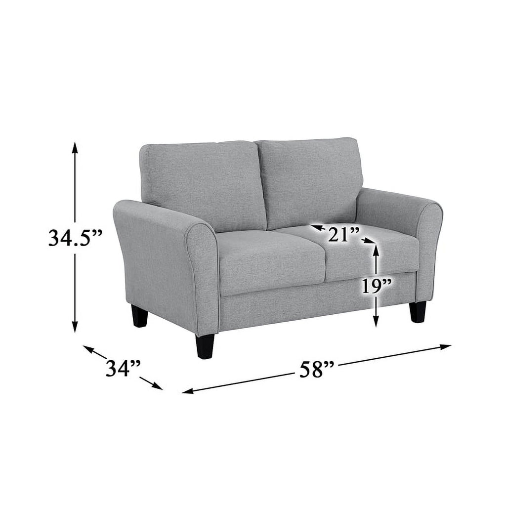 Textured Fabric 2-Piece Upholstered Sofa Set in Dark Gray Y429618
