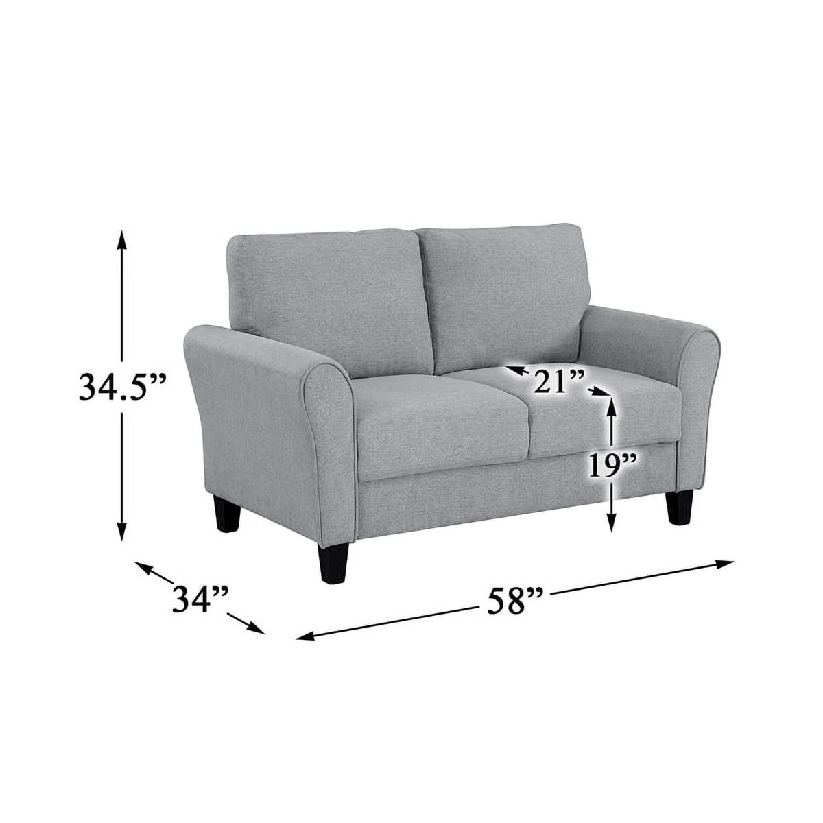 Textured Fabric 2-Piece Upholstered Sofa Set in Dark Gray Y429618