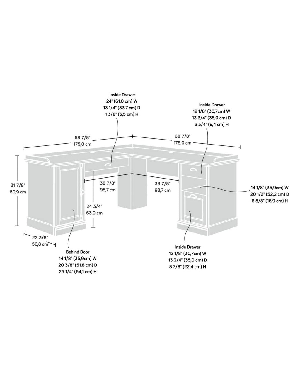 L Shaped Computer Desk C5330