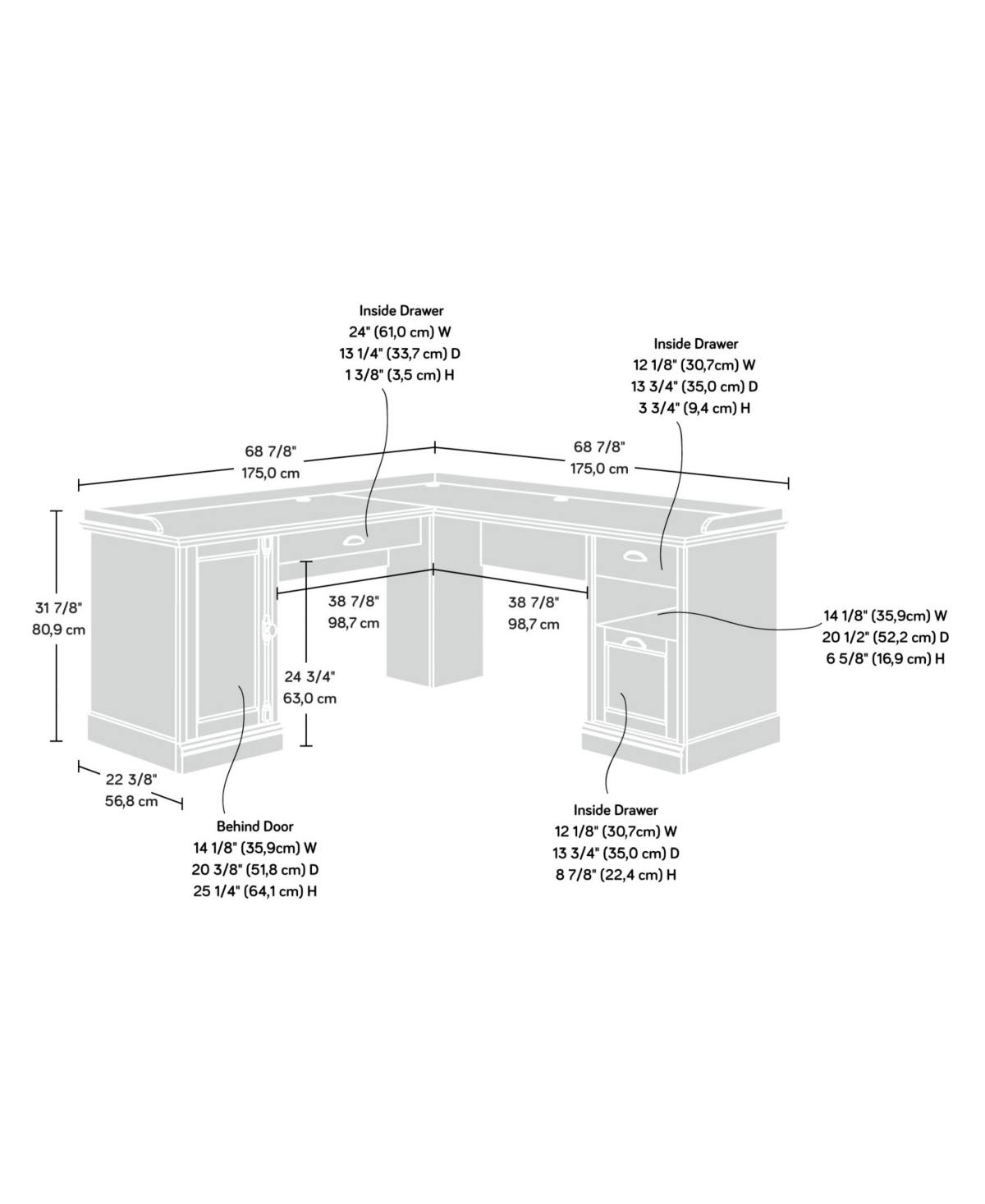 L Shaped Computer Desk C5330
