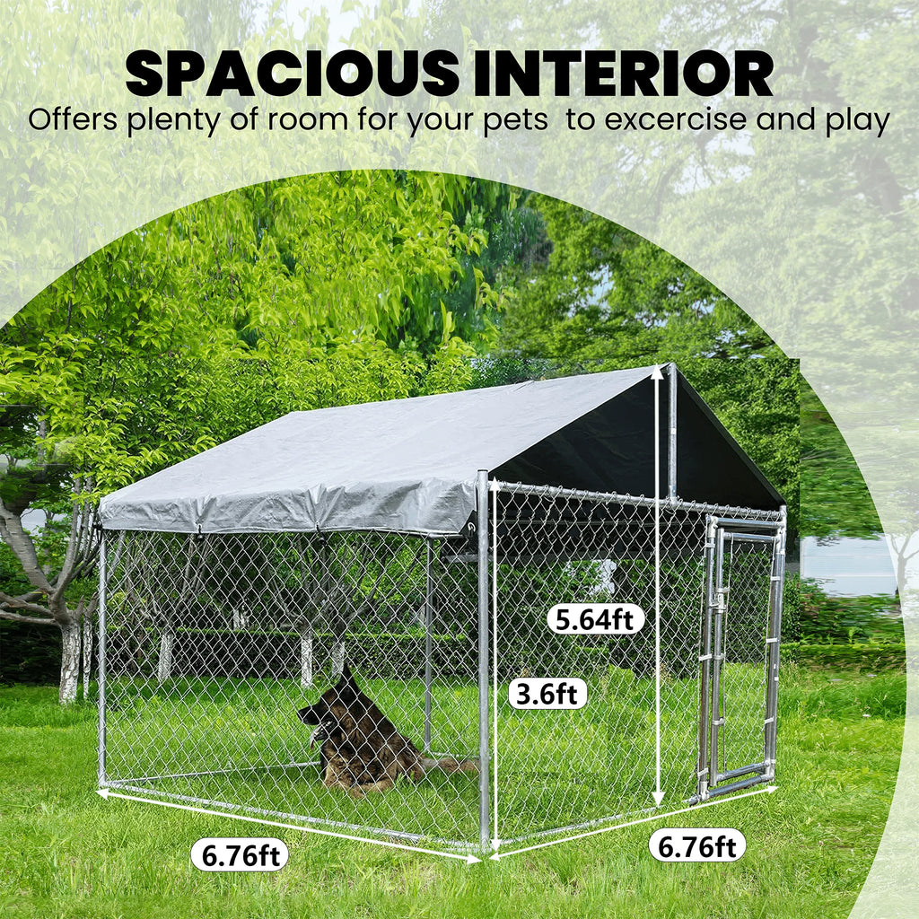 Large Outdoor Dog Kennel with Waterproof Cover and Lock J118189