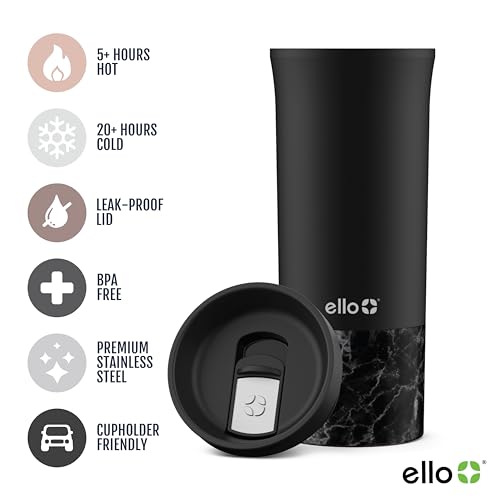 16oz Vacuum Insulated Stainless Steel Travel Mug, Black I595