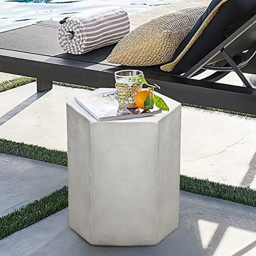 Light Grey Hexagon Concrete Accent Table J798