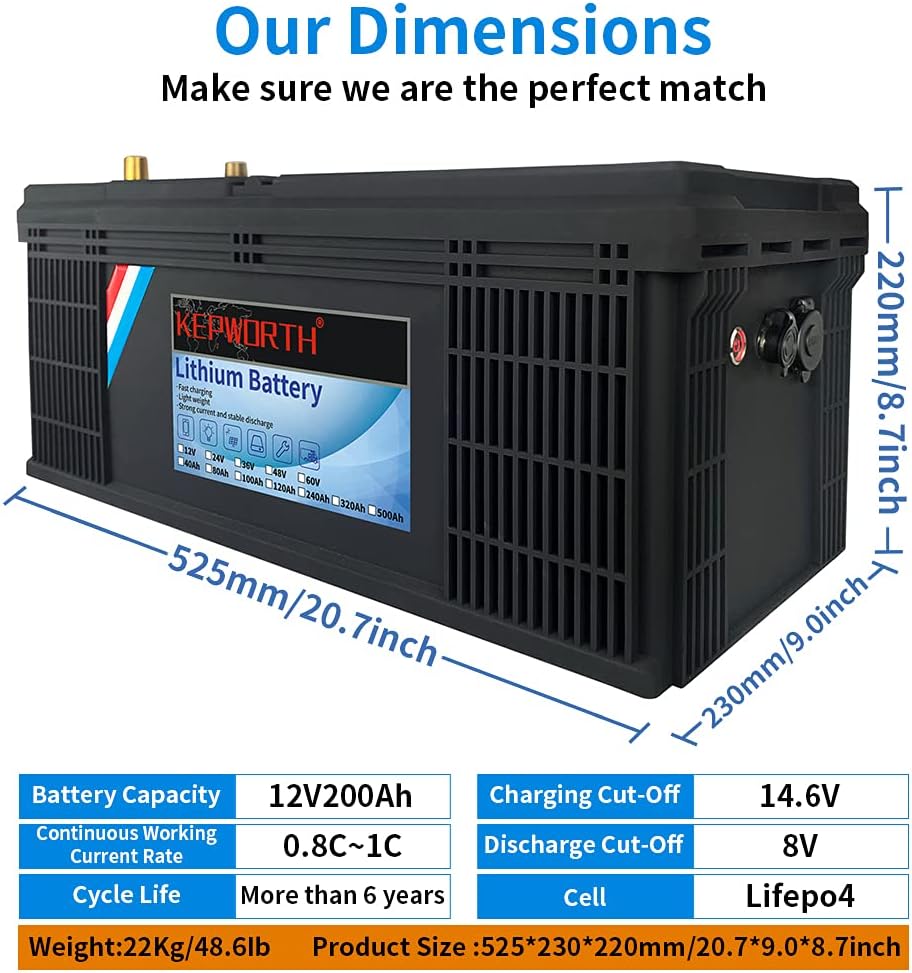 12V 200Ah LiFePO4 Battery with Built-in BMS L956030
