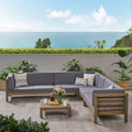 Acacia Wood 7 Seater Sectional Sofa with Cushions Q299