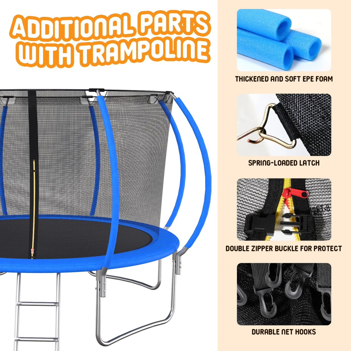12FT Blue Kids Trampoline with Enclosure Net N8995
