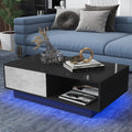Black High Gloss LED Coffee Table with Drawer J592913